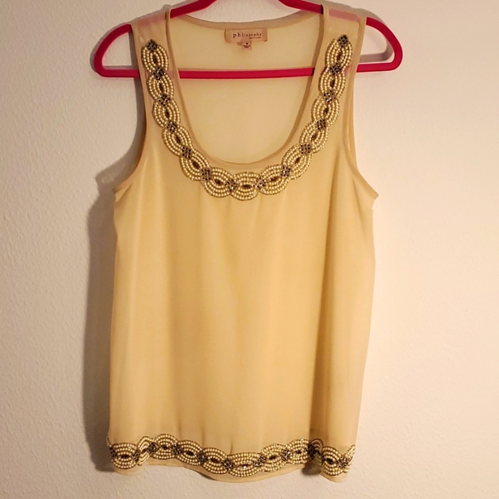 Philosophy ivory beaded tank